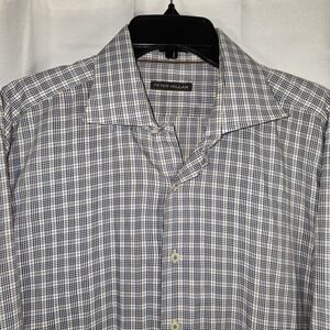 Peter Millar‎ Long Sleeve Shirt Mens Extra Large Blue Brown White Plaid Size XL